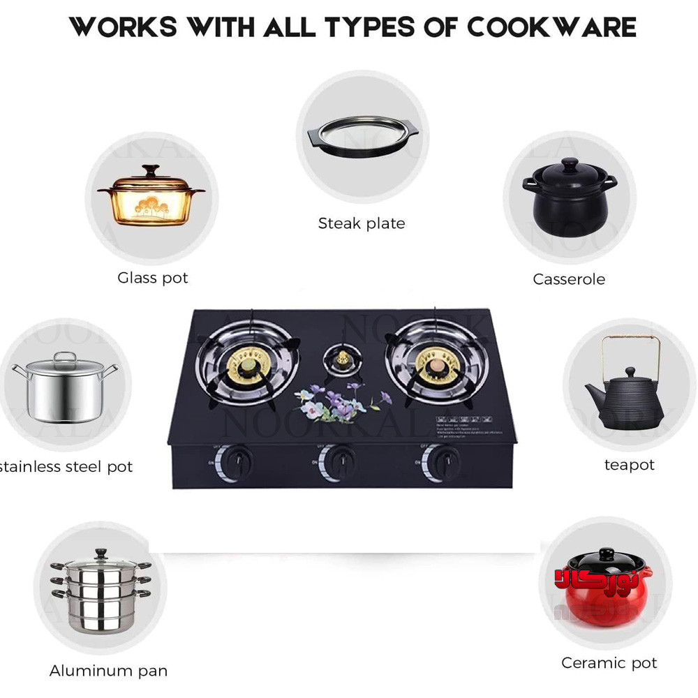 اجاق گاز سه شعله شیشه ای